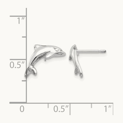 Dolphin Earrings, 14K White Gold