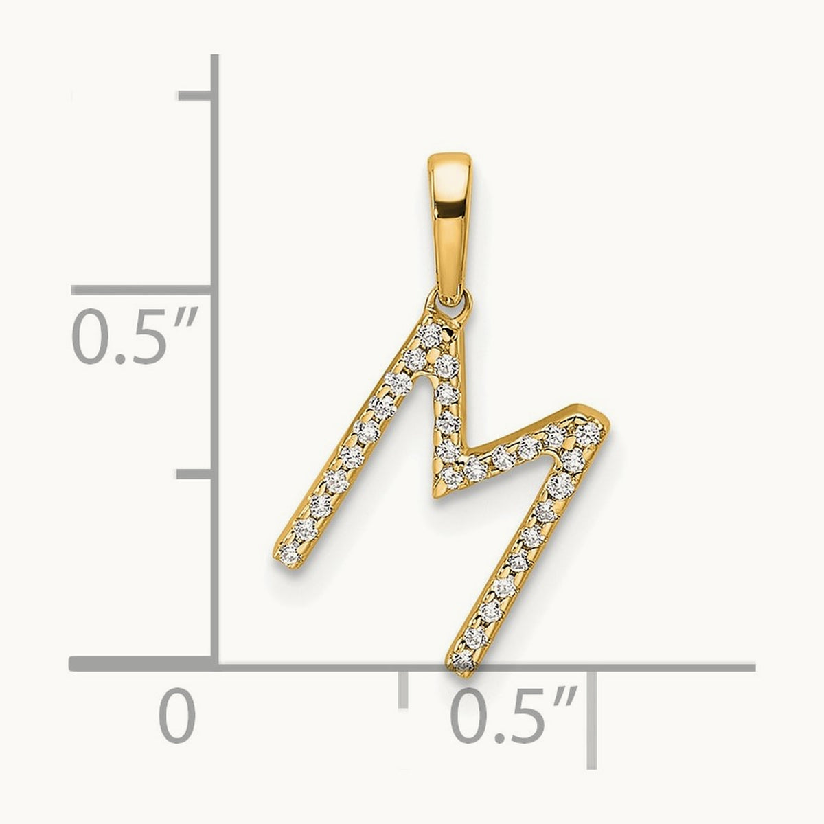 Diamond Letter M Initial Pendant, 14K