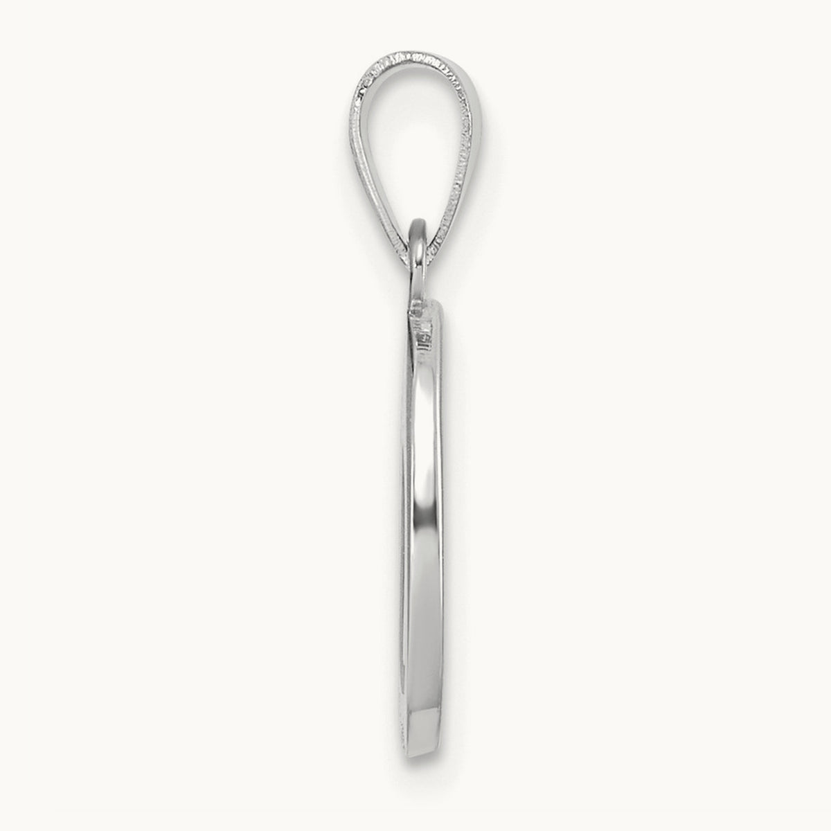 White Gold Script Letter O Initial Pendant, 14K White Gold