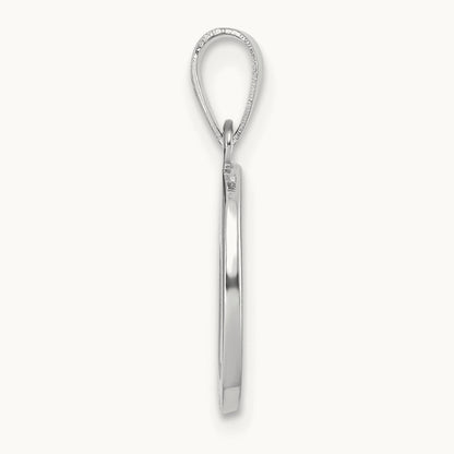 White Gold Script Letter O Initial Pendant, 14K White Gold