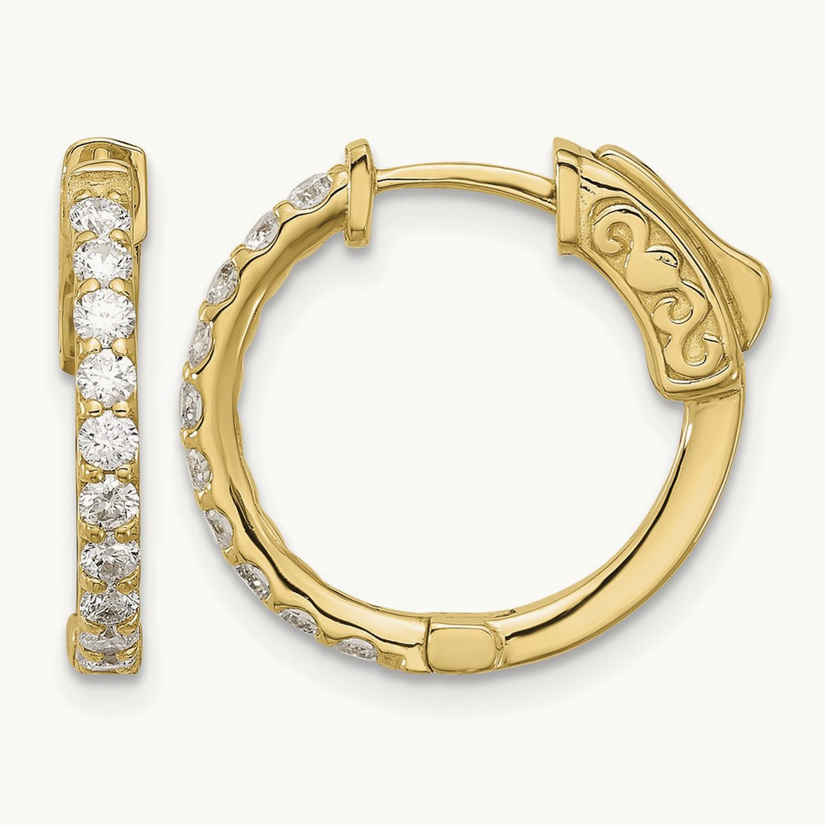 .7ct 20- Round Hoop w/ Safety Clasp Diamond Earrings, 2.0mm, 14K