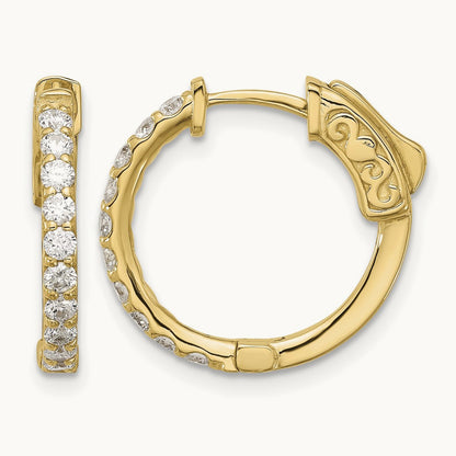 .7ct 20- Round Hoop w/ Safety Clasp Diamond Earrings, 2.0mm, 14K
