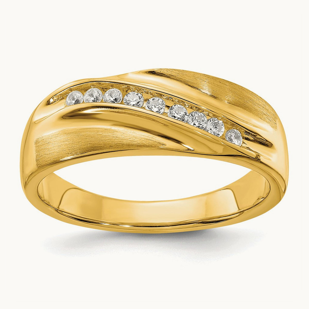 Diamond Men's Band : Satin E/W, 14K