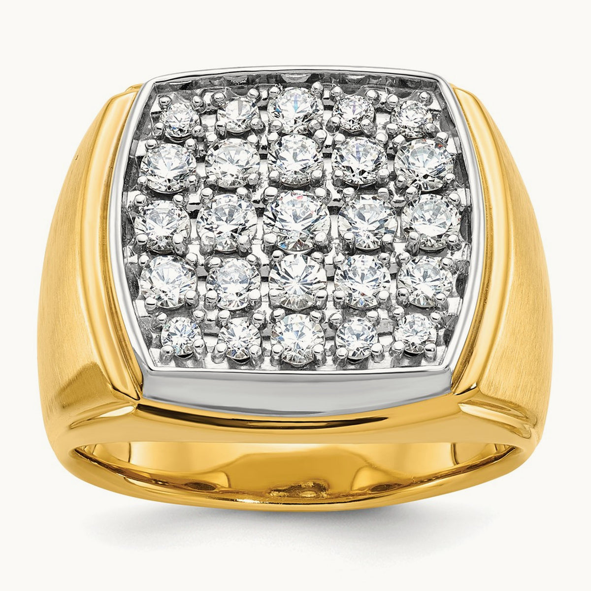 IBGoodman Men's Polished and Satin Cluster Diamond Ring, 14K Two-tone