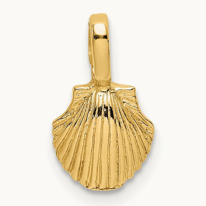 Mini Scallop Shell Charm, 14K