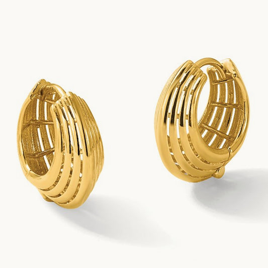 Polished Grooved Hinged Hoop Earrings, 14K — Leslie's