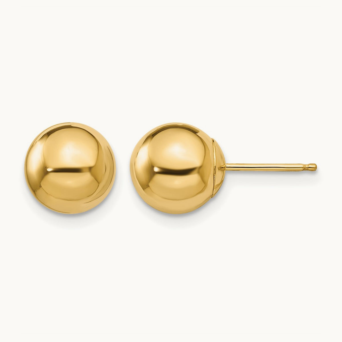 Polished Ball Post Earrings — 14K Yellow Gold, 8mm