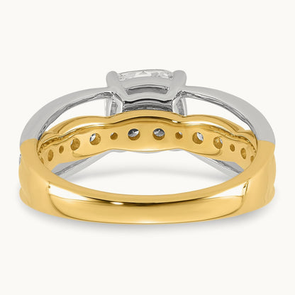 14ktt Certified Cushion Center Lab Grown Diamond VS+ F+ Ring — 14K Two-Tone Gold, 2.03 ct tw
