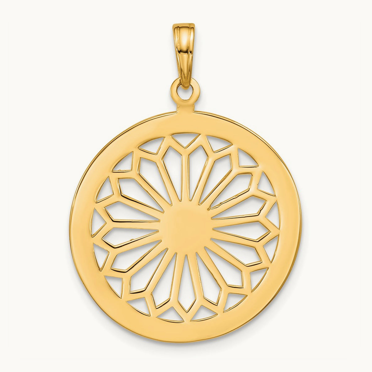 Retro Daisy In Round Frame Charm — 14K Yellow Gold