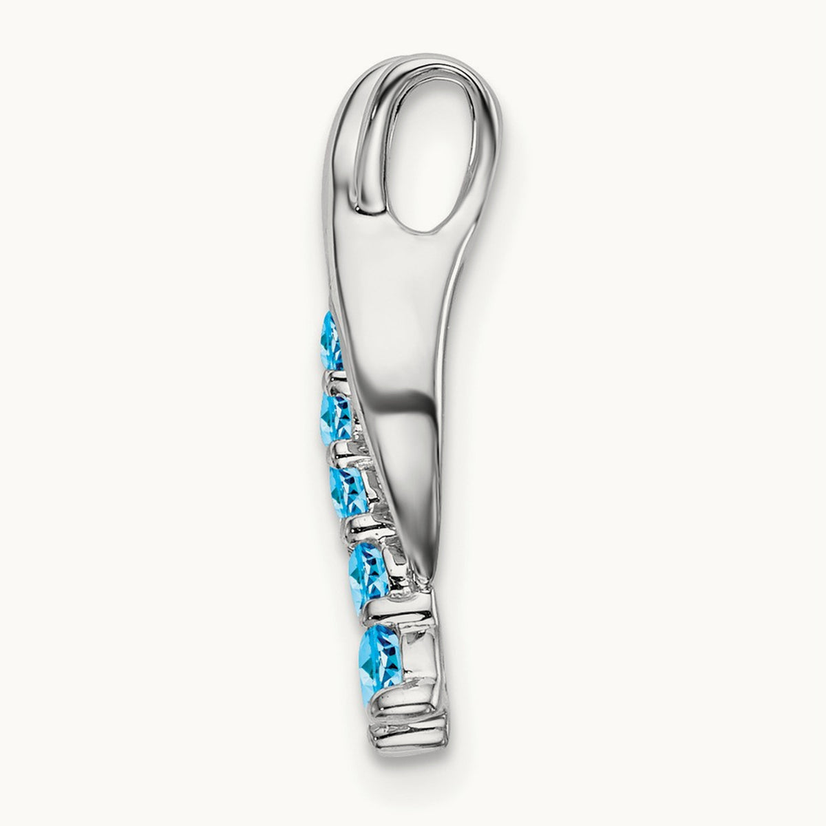 Blue Topaz Journey Chain Slide, 14K White Gold