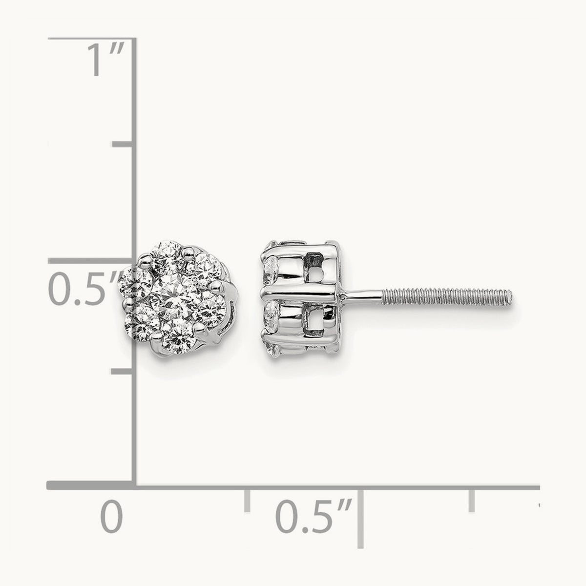 Diamond Cluster Screwback Earrings — 7mm