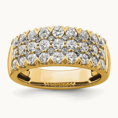 Triple Row Band, 1.50-3.00 ct tw Lab-Grown Diamond — 1 1/2 ct, 14K Yellow Gold, 7