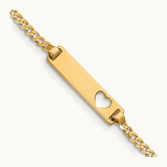 Cut-out Heart Curb Link ID Bracelet — 5.5mm