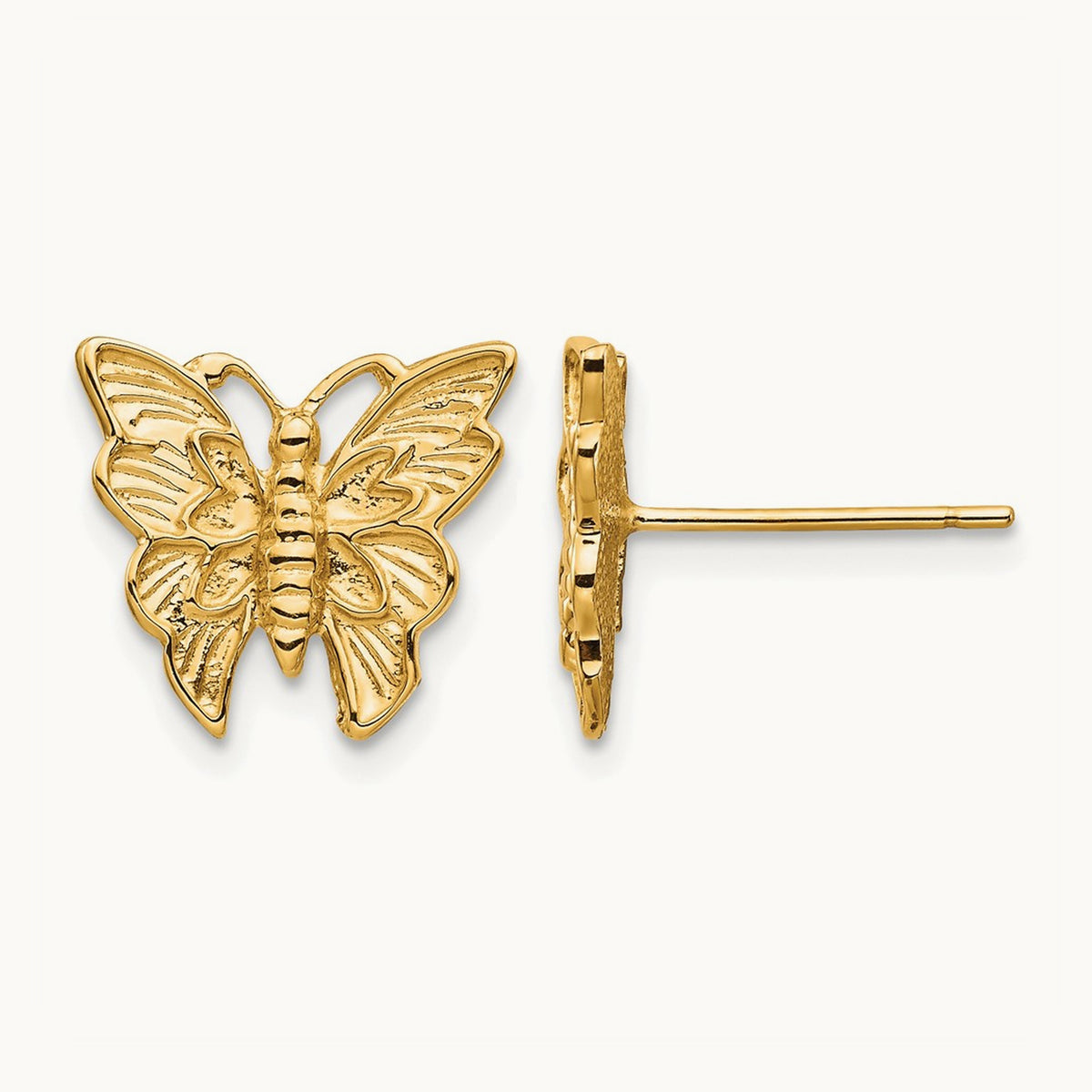 Polished Butterfly Post Earrings — 12mm