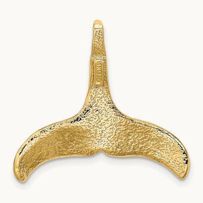 3-D Polished/Textured Whale Tail Charm, 14K