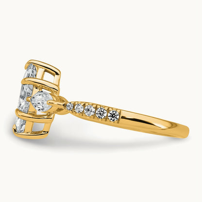 Marquise 3 Stone Engagement Ring, 1.50-2.00 ct tw Lab-Grown Diamond — 1 1/2 ct, 14K Yellow Gold