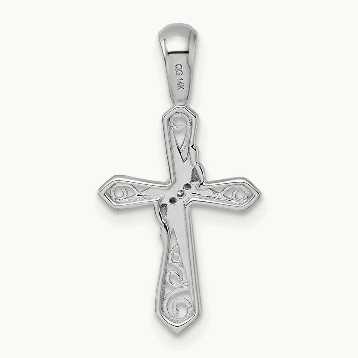 Diamond Cross Pendant — 14K White Gold