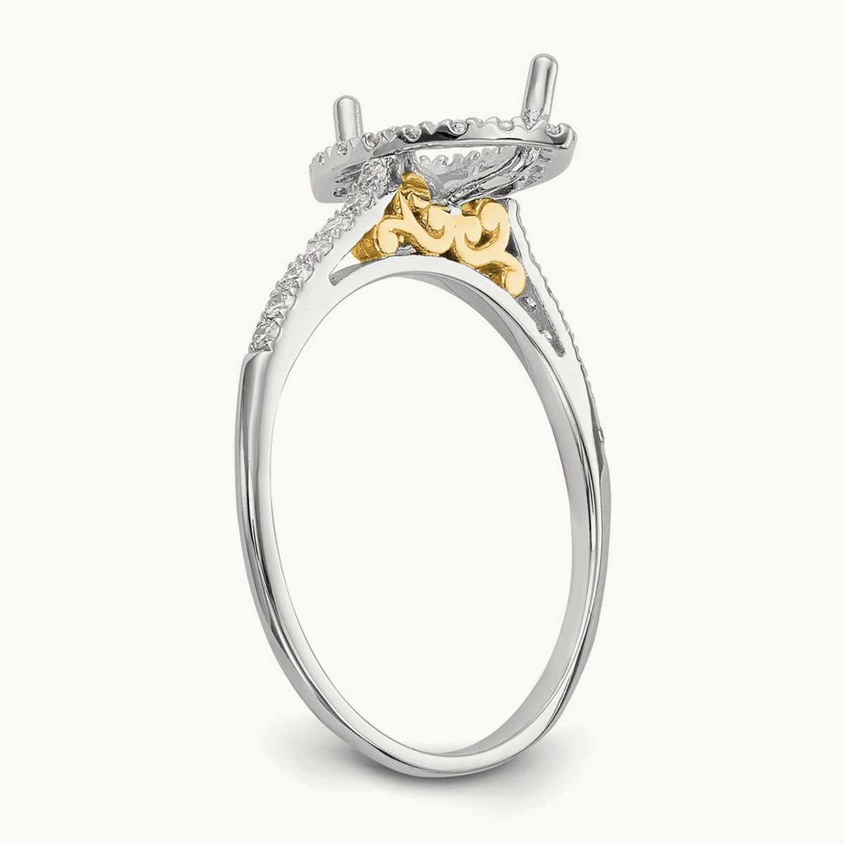 Marquise Halo Semi-Mount Engagement Ring, 0.25 ct tw — 2/7 ct, 14K Two-Tone