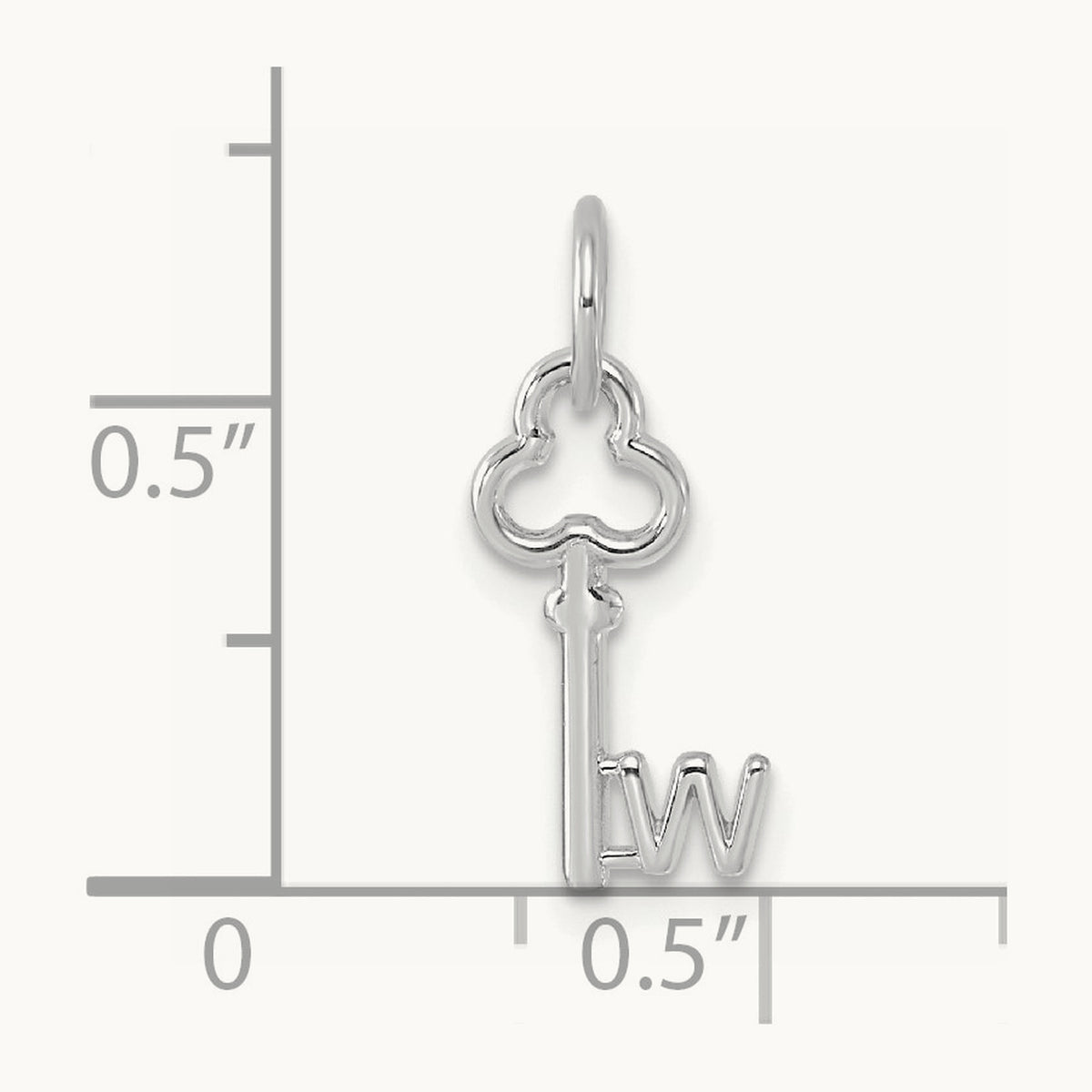 Key Initial Charm — 14K White Gold, W