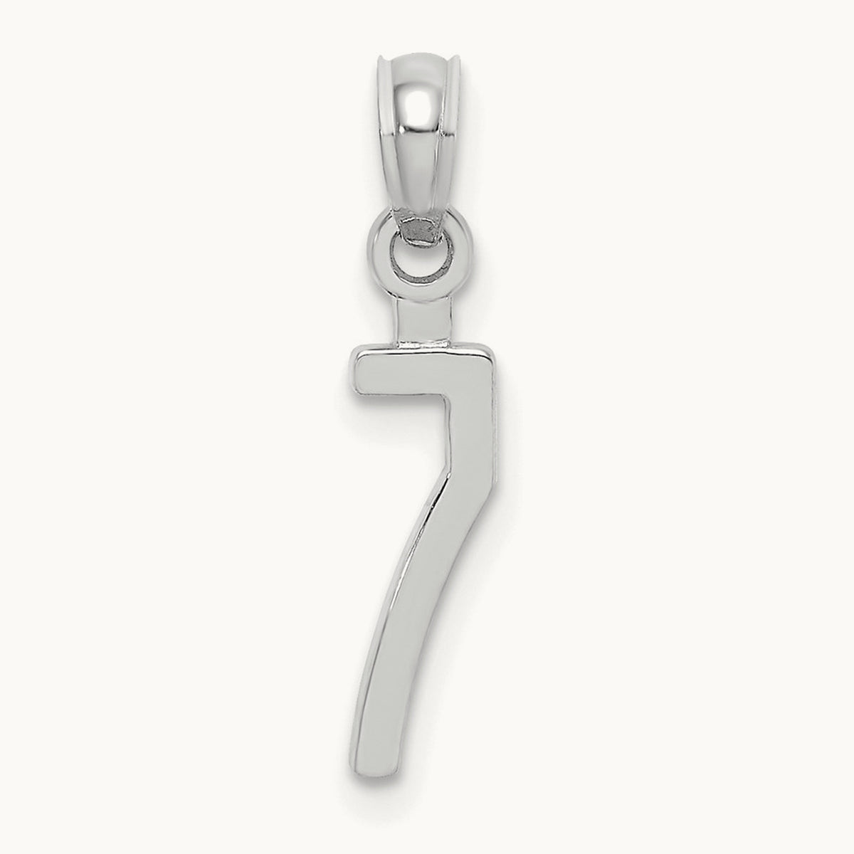 Polished Number 7 Pendant — 14K White Gold, 18.93mm