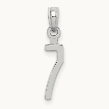 Polished Number 7 Pendant — 14K White Gold, 18.93mm