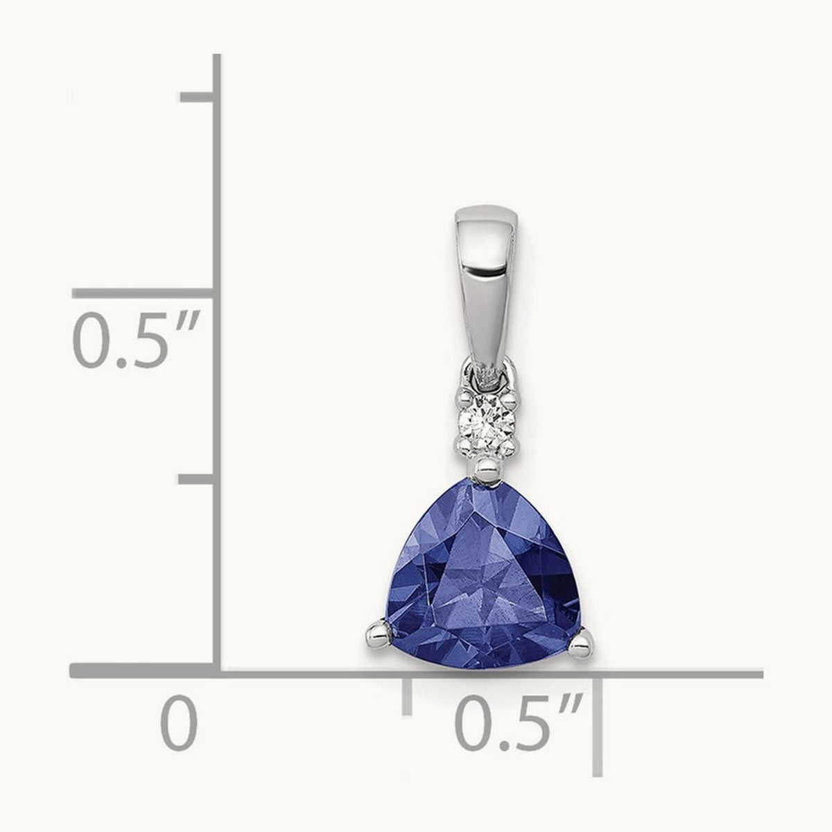 Trillion .90 Tanzanite and Diamond Pendant, 14K White Gold