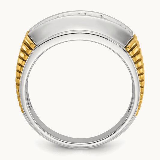 IBGoodman Men's Polished & Textured 5-Stone Dia Ring, 14K Two-tone