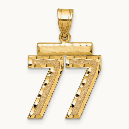 Medium Diamond-cut Number 77 Charm, 14K