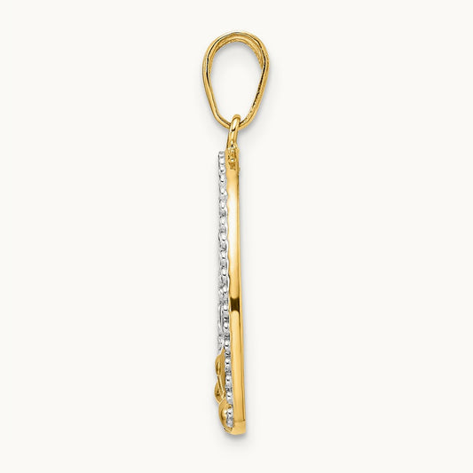 & White Rhodium D/C Puppy in Heart Pendant, 14K