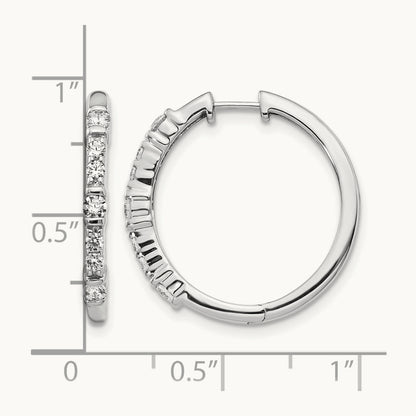 Diamond Hinged Hoop Earrings, 14K White Gold