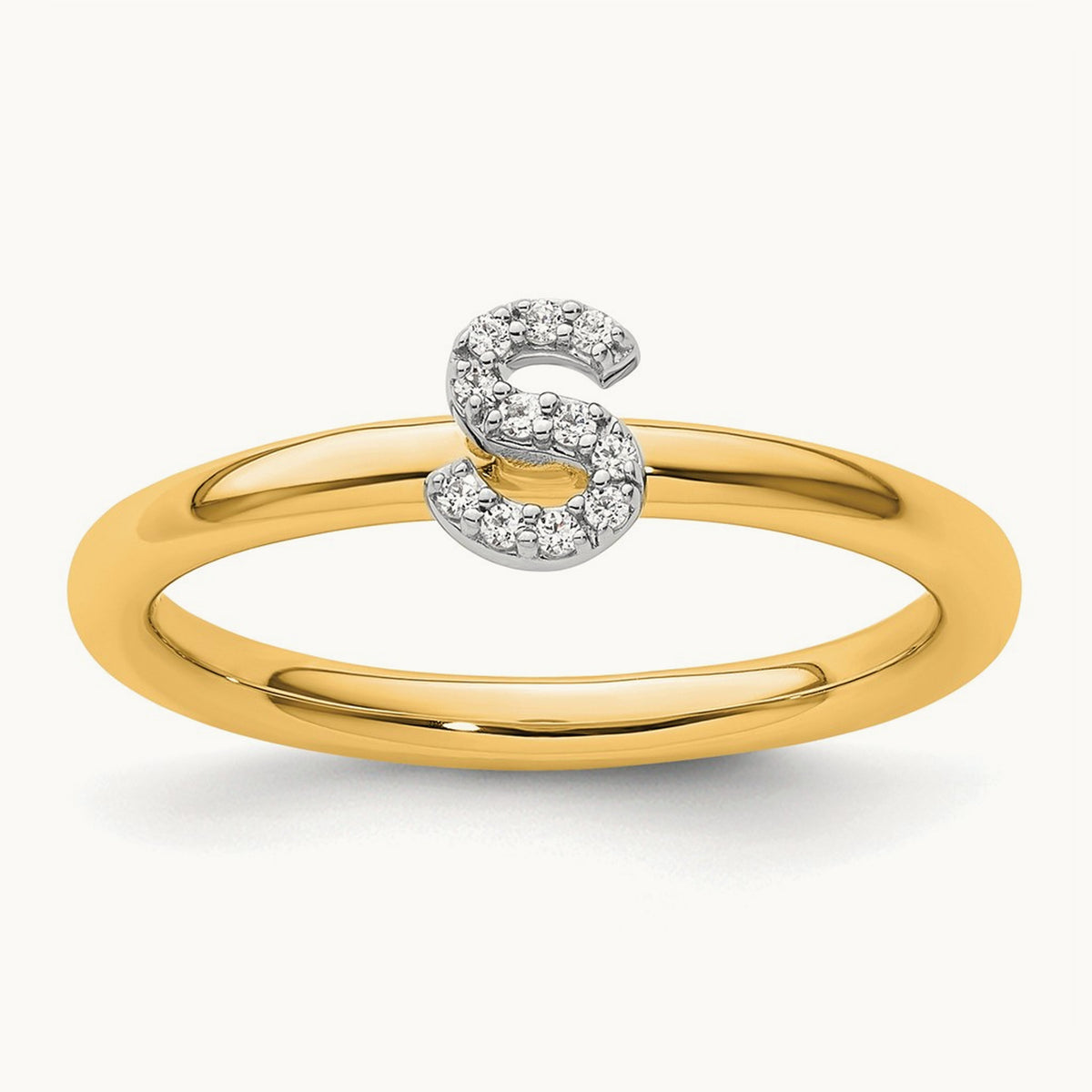 Stackable Diamond Ring — 14K Yellow Gold, S