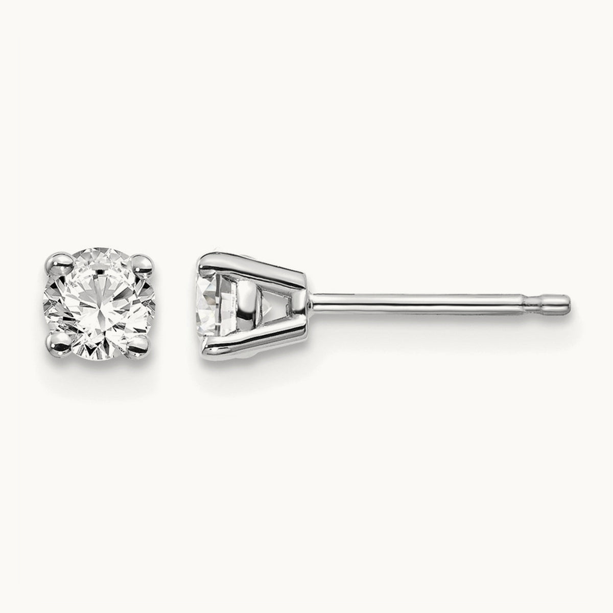 Round Diamond Stud Earrings — 14K White Gold, 0.30 ct tw, I1 J-K · push back