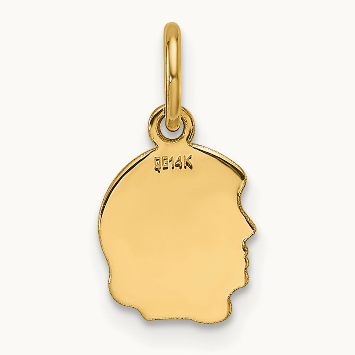 Plain Small .013 Gauge Facing Left Engravable Girl Head Charm — 15.4mm