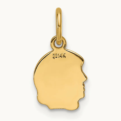 Plain Small .013 Gauge Facing Left Engravable Girl Head Charm — 15.4mm