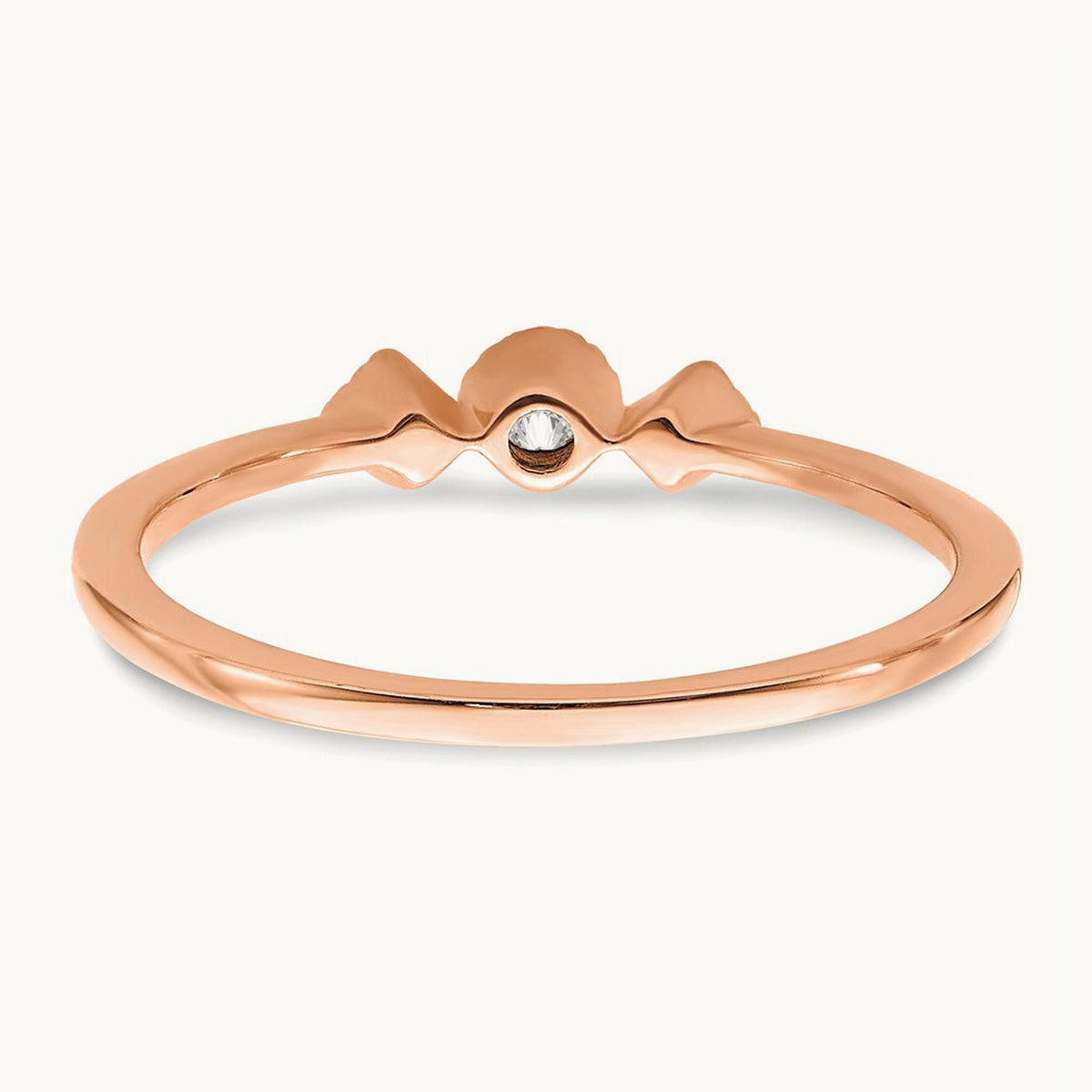 Petite Beaded Edge Round/Princess Complete Diamond Ring — 14K Rose Gold, 7