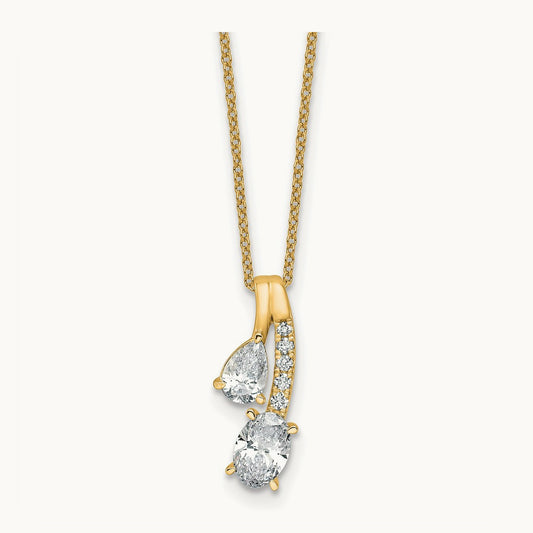 2 Stone Pendant Necklace, 1.00 ct tw Lab-Grown Diamond — 14K Yellow Gold, Standard