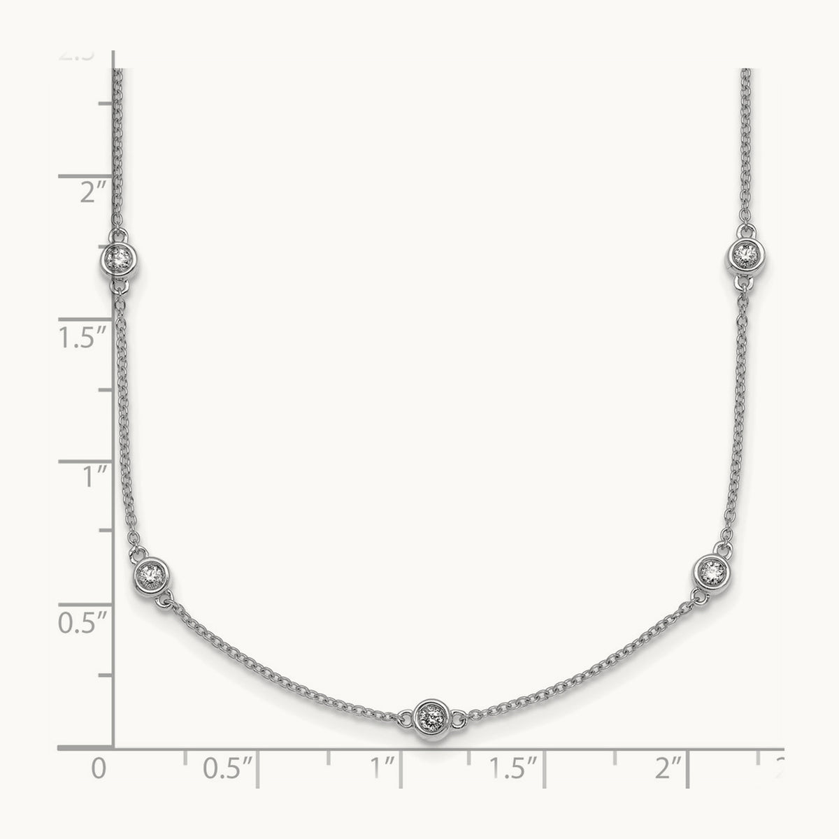 Diamond Station Cable Necklace, 14K White Gold