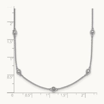 Diamond Station Cable Necklace, 14K White Gold
