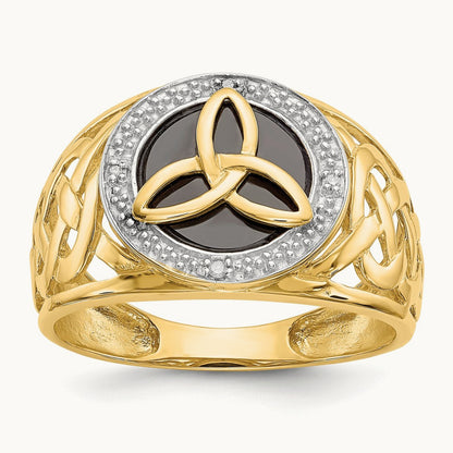 Onyx Diamond Trinity Ring, 14K with Rhodium