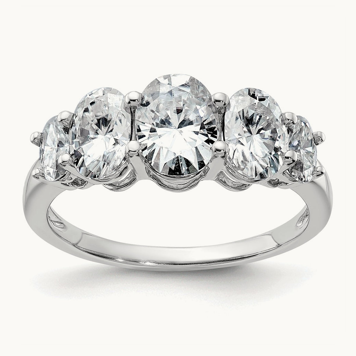 5 Stone Band, 3.50 ct tw Lab-Grown Diamond — 14K White Gold