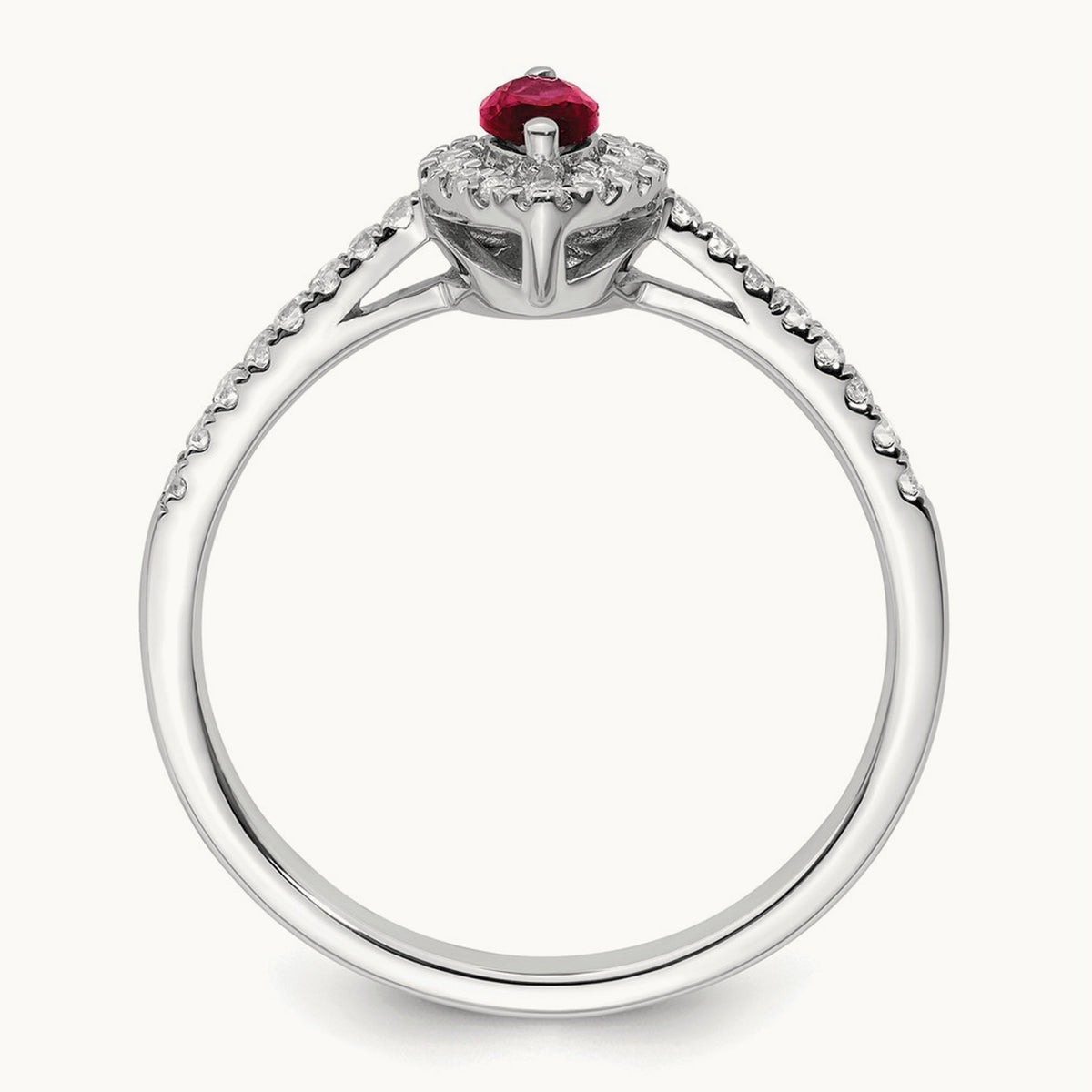 Created Ruby July Birthstone Ring, 0.20 ct tw Lab-Grown Diamond