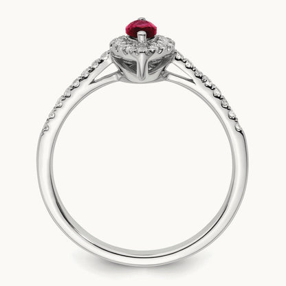 Created Ruby July Birthstone Ring, 0.20 ct tw Lab-Grown Diamond