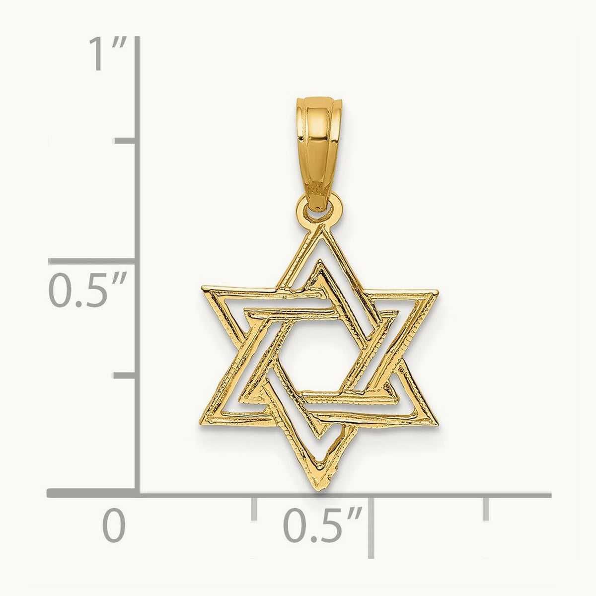 Polished Star Of David Charm — 14K Yellow Gold, 19.1mm