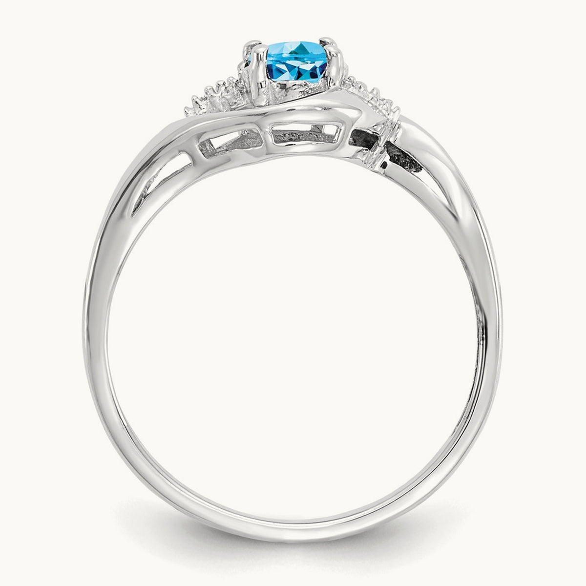 Blue Topaz and Diamond Ring, 14K White Gold