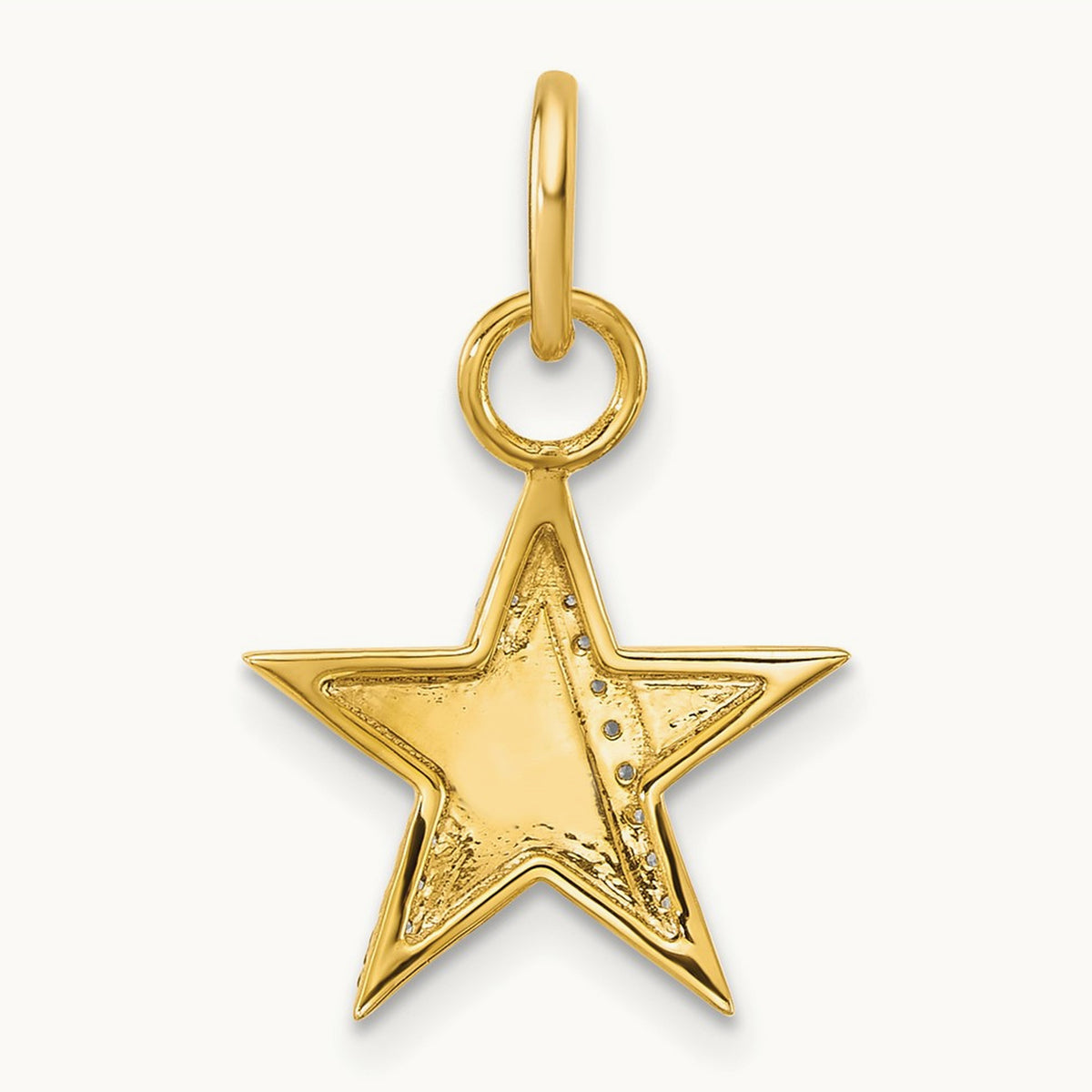 Polished Diamond Star Charm — 14K Yellow Gold