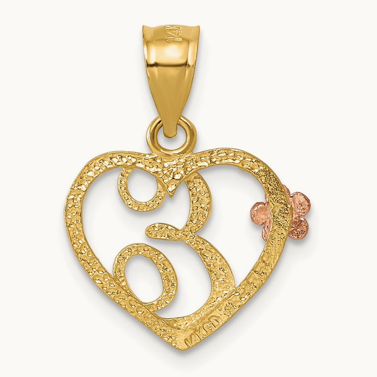 Heart Initial Pendant — 14K Two-Tone Gold, E
