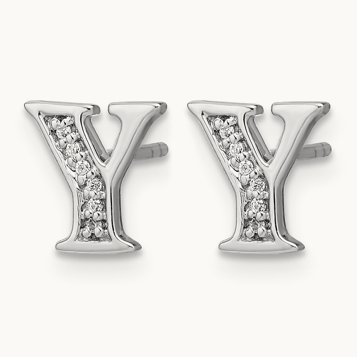 Diamond Earrings — 14K White Gold, 8mm, Y