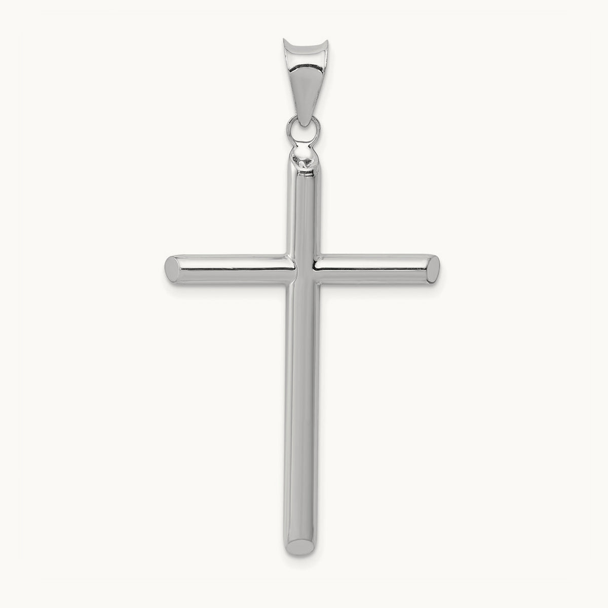 Hollow Cross Pendant, 14K White Gold