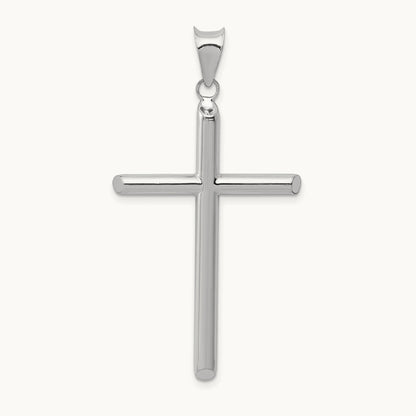 Hollow Cross Pendant, 14K White Gold