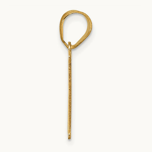 Polished Etched Letter H Initial Pendant, 14K
